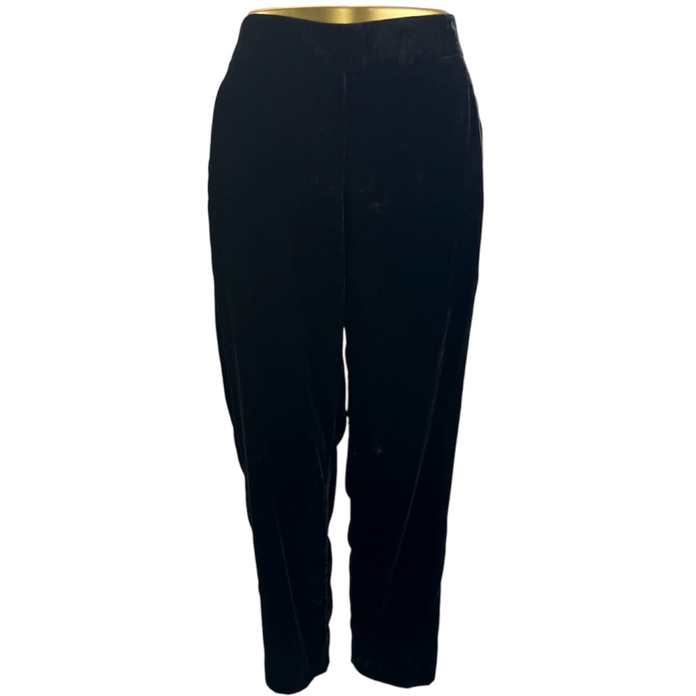 J.Crew Black Velvet Tapered Pull On Pants Size 6 Chic Elastic Waist Pants